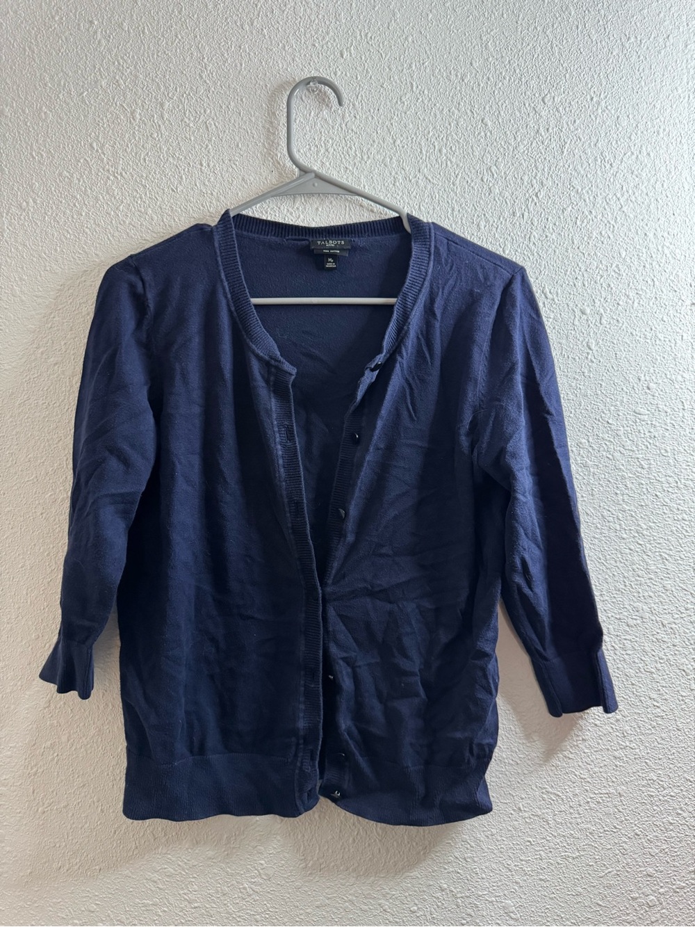 Talbots Deep Navy Button-Up Lightweight Cardigan